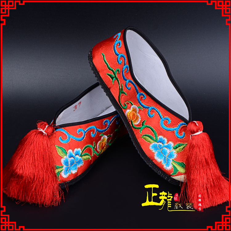 民乐京剧越剧戏曲彩鞋花旦绣花 普平底彩鞋